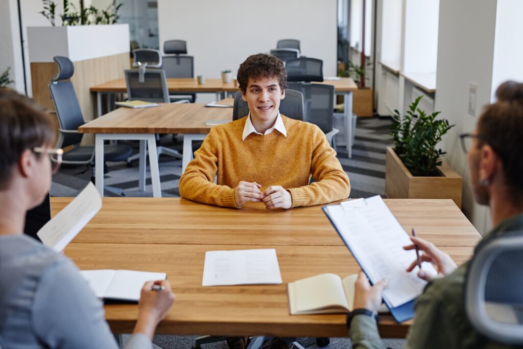 A marketing student interviewing for an internship