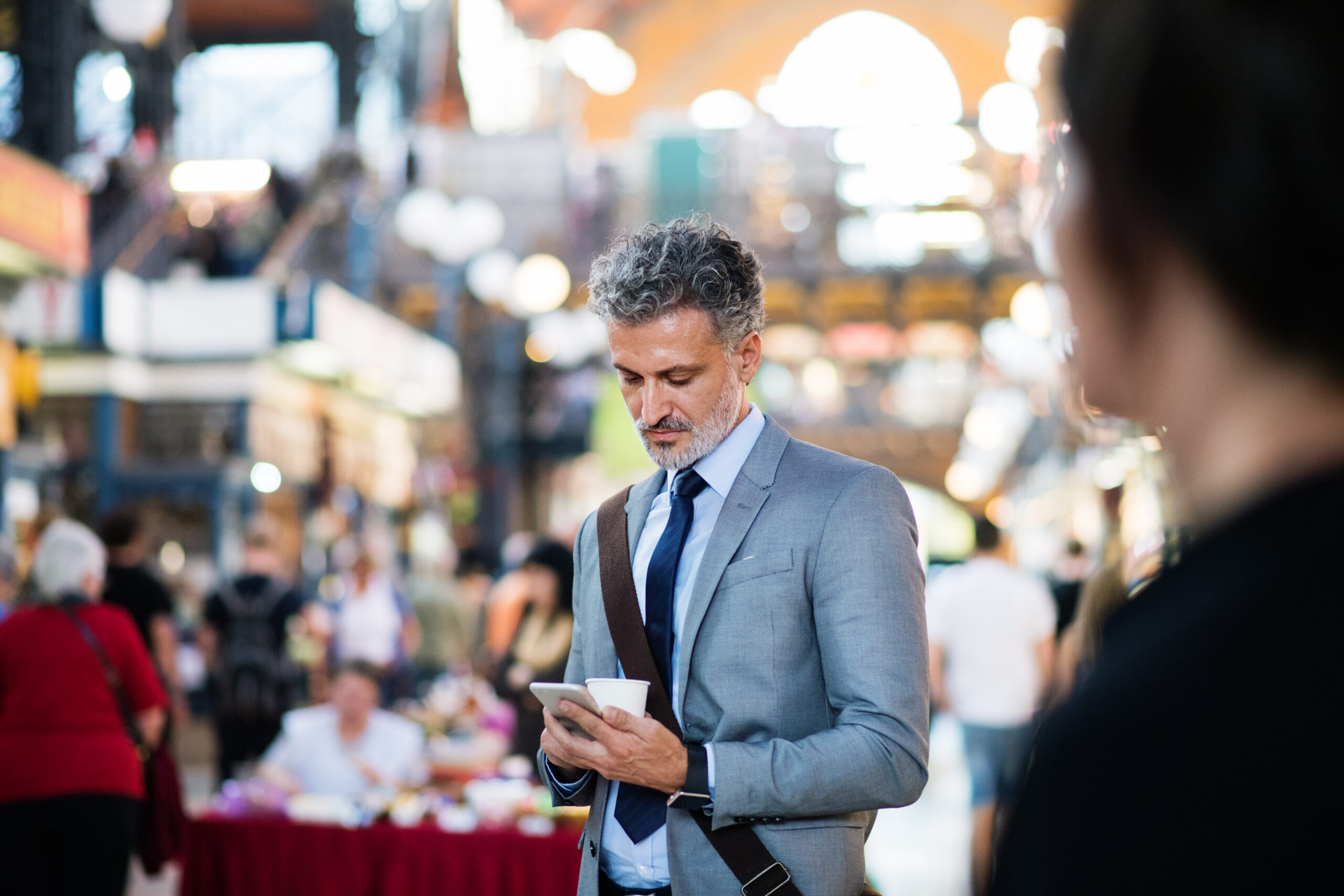 man attending a trade show event